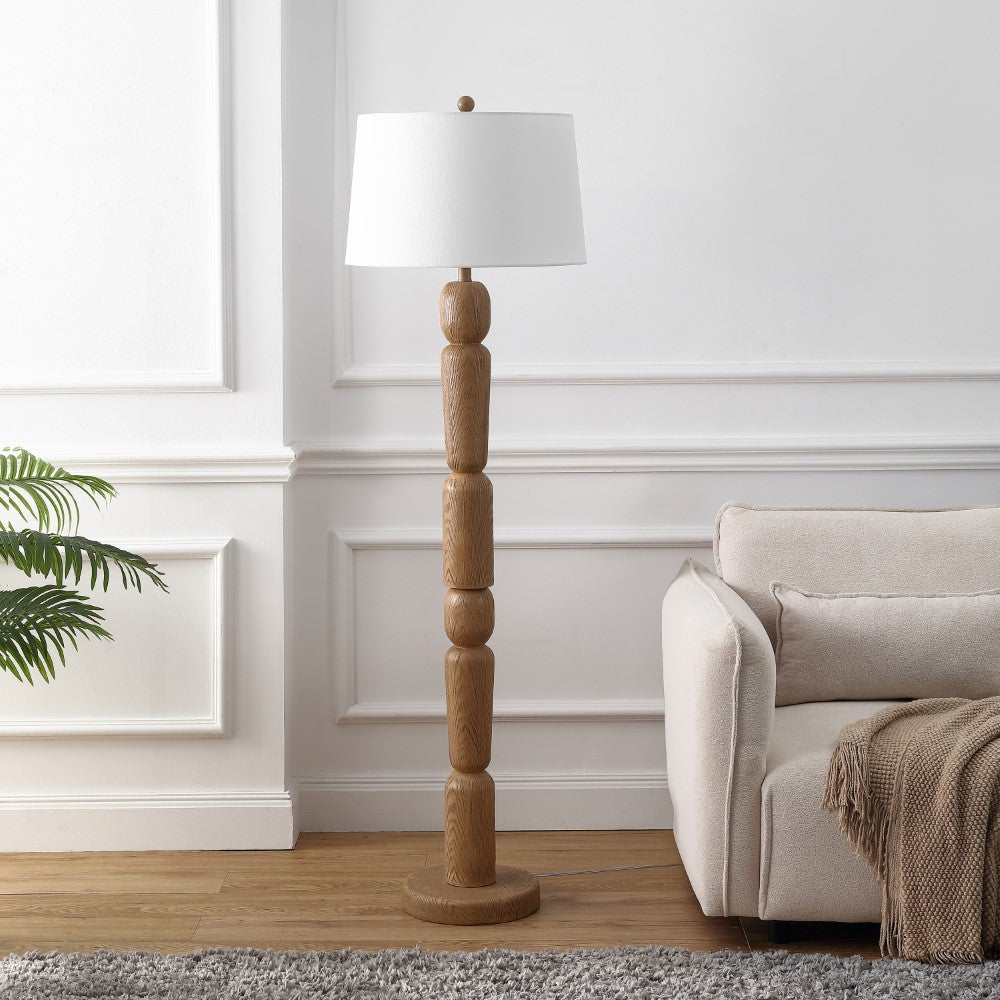 Elystra 61.5" Cottage Farmhouse Turned Resin/Iron LED Floor Lamp