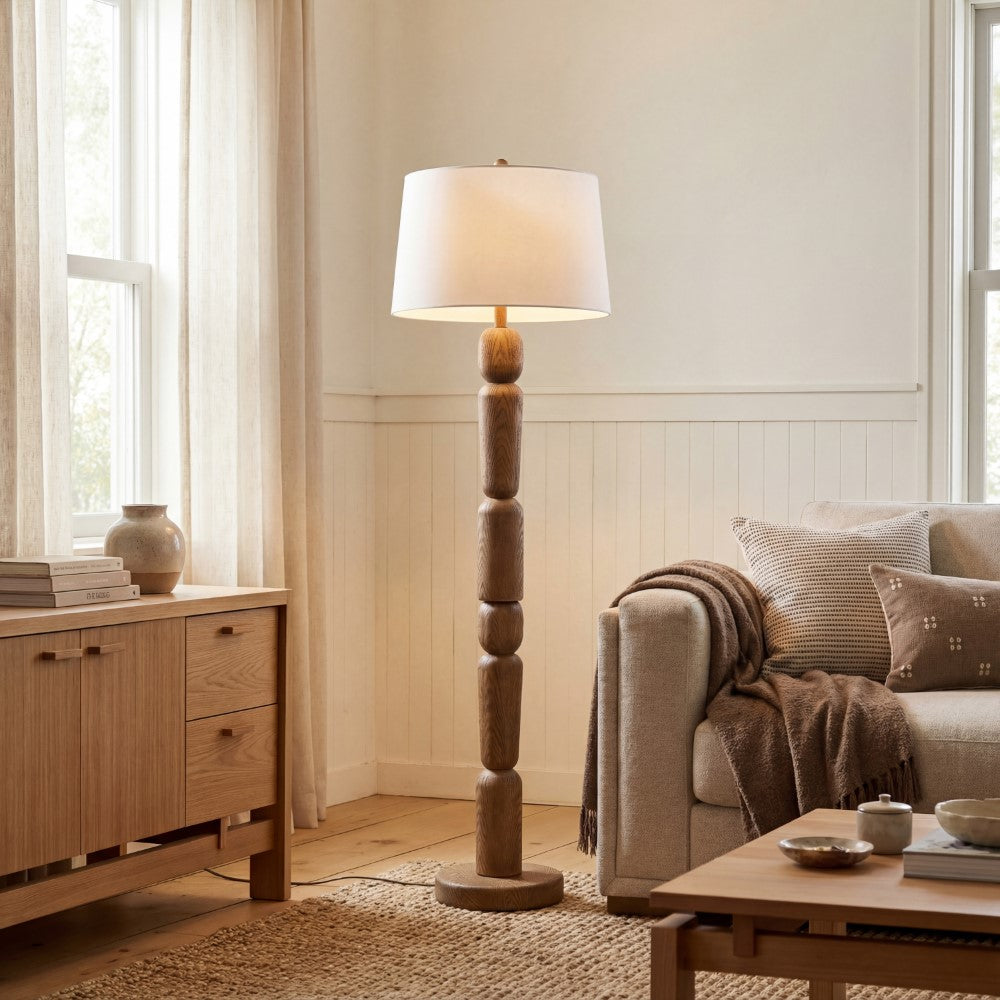 Elystra 61.5" Cottage Farmhouse Turned Resin/Iron LED Floor Lamp