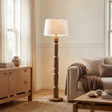 Elystra 61.5" Cottage Farmhouse Turned Resin/Iron LED Floor Lamp