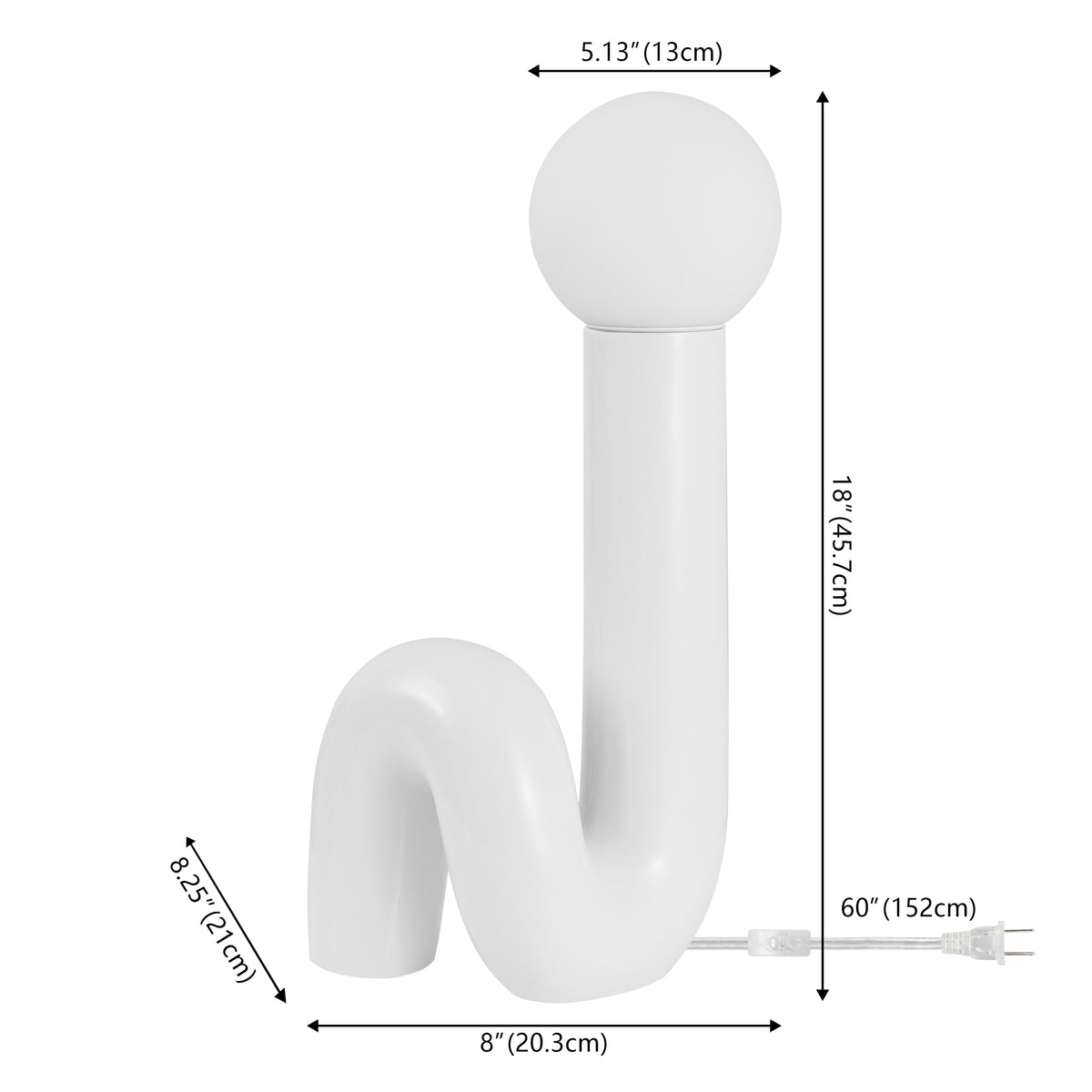Fern 18" Scandinavian Minimalist Ceramic Spiral Tube LED Table Lamp