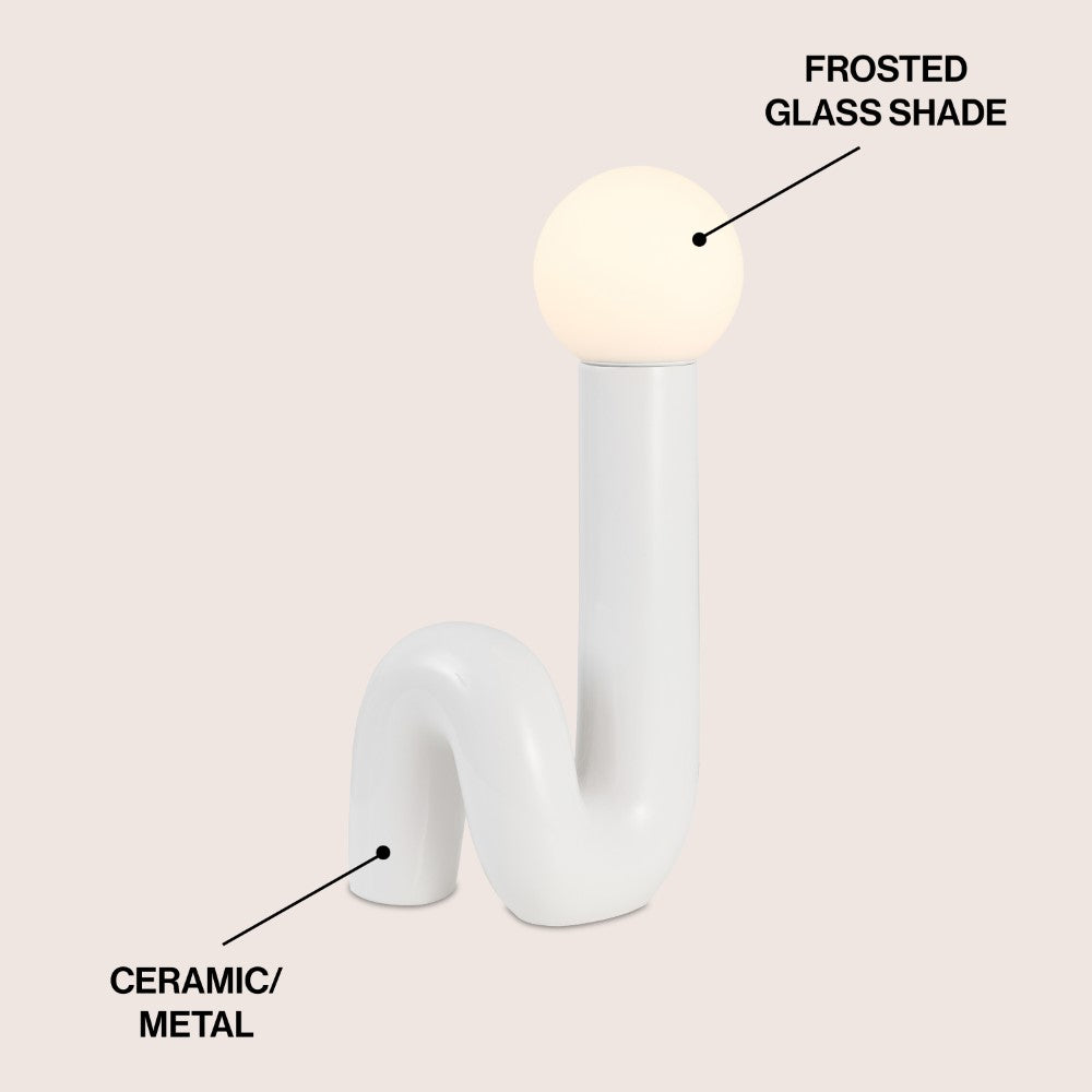 Fern 18" Scandinavian Minimalist Ceramic Spiral Tube LED Table Lamp