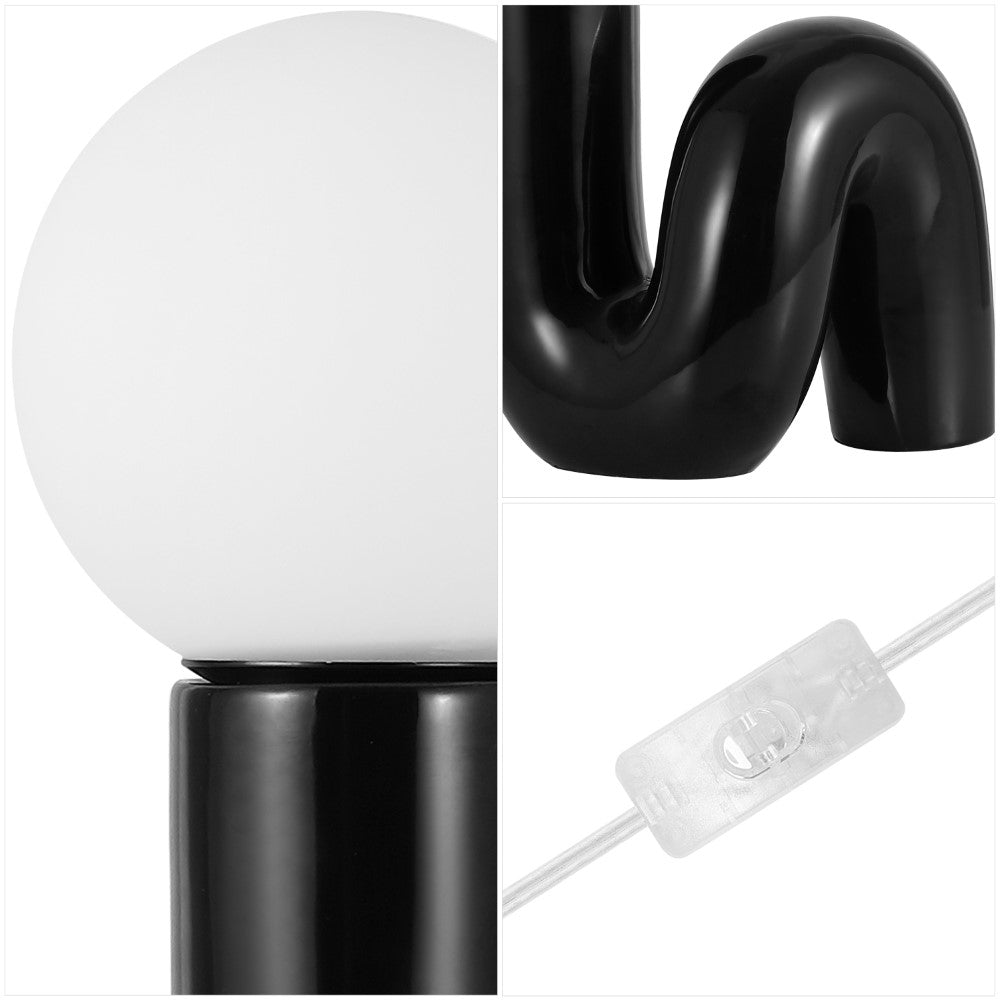 Fern 18" Scandinavian Minimalist Ceramic Spiral Tube LED Table Lamp