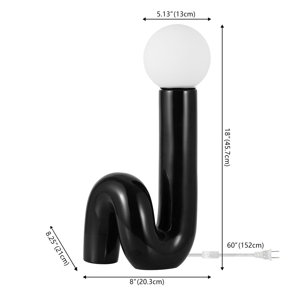 Fern 18" Scandinavian Minimalist Ceramic Spiral Tube LED Table Lamp