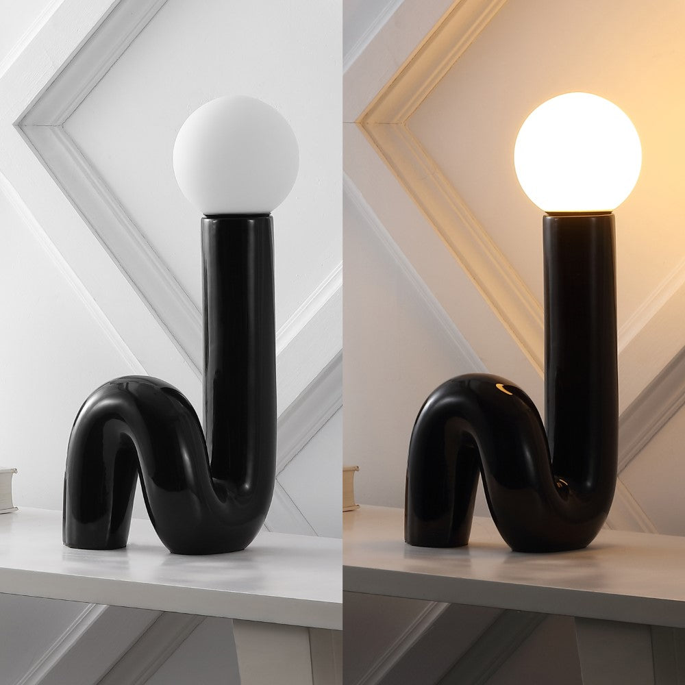 Fern 18" Scandinavian Minimalist Ceramic Spiral Tube LED Table Lamp