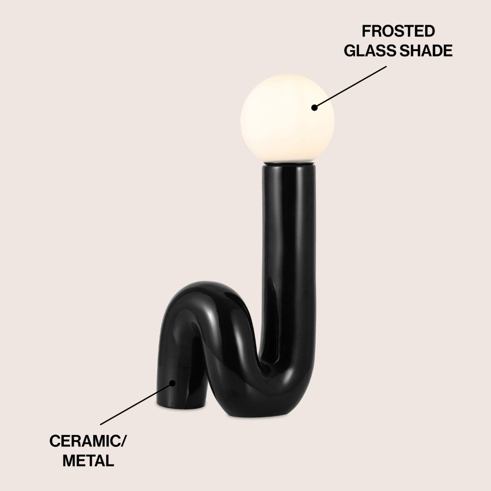 Fern 18" Scandinavian Minimalist Ceramic Spiral Tube LED Table Lamp