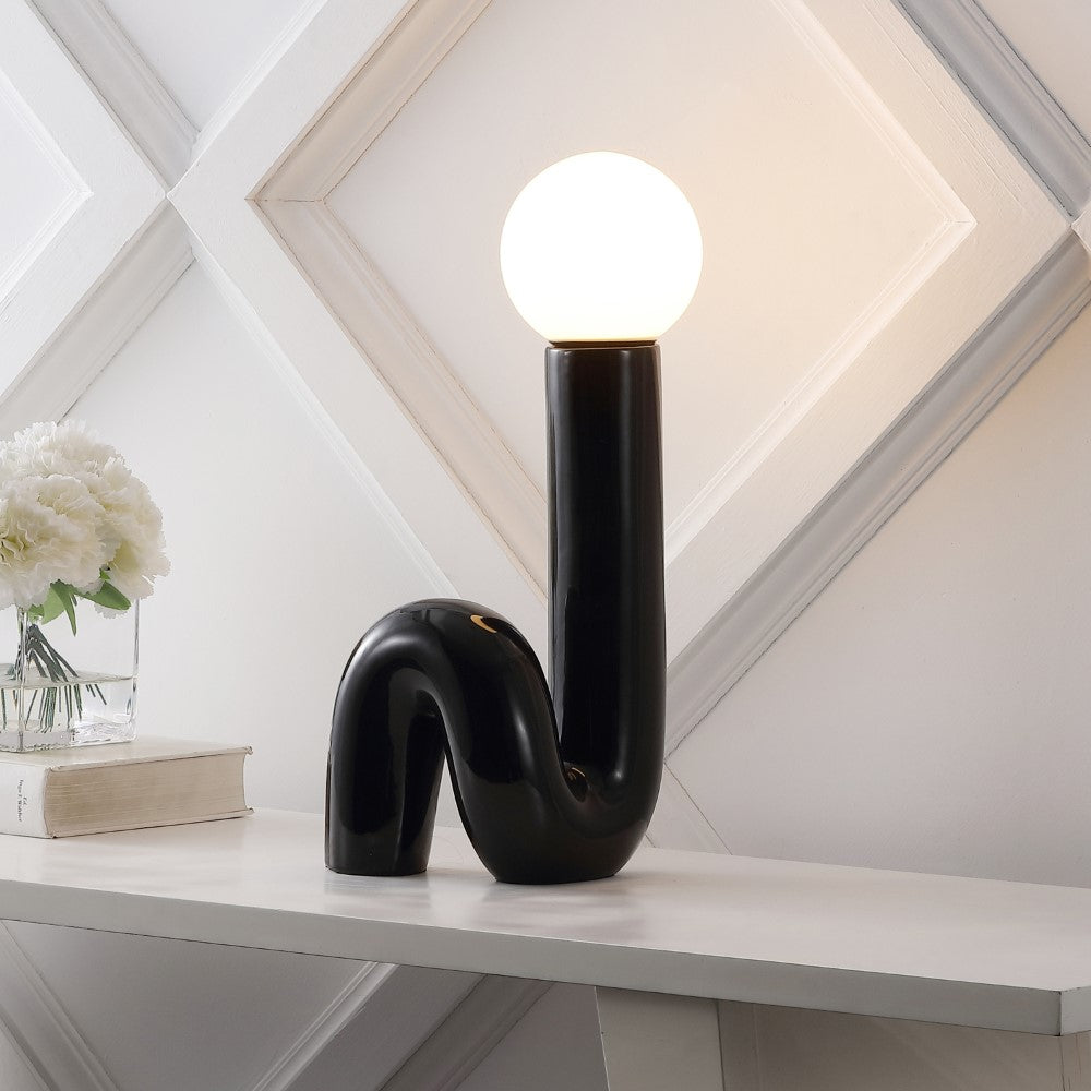 Fern 18" Scandinavian Minimalist Ceramic Spiral Tube LED Table Lamp