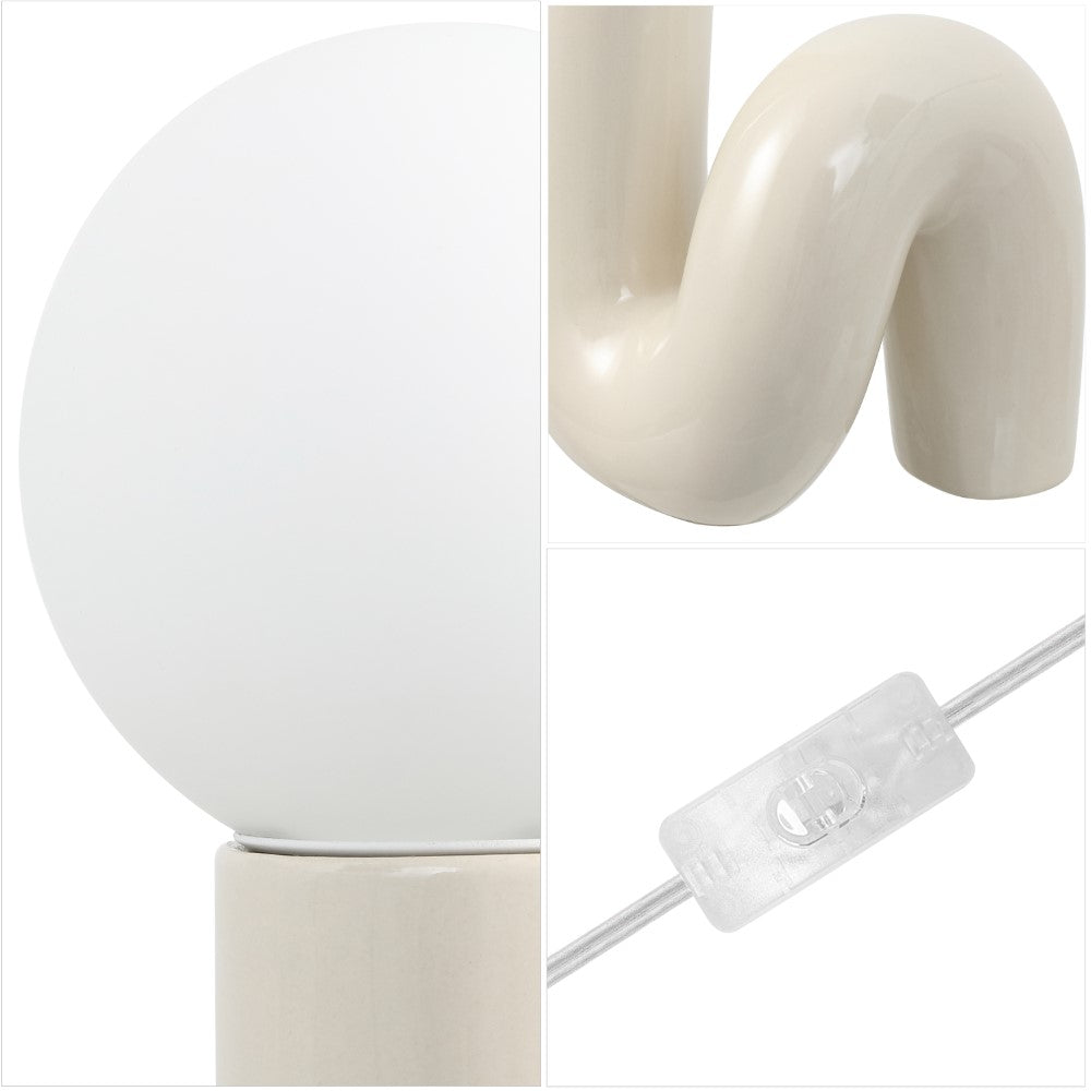 Fern 18" Scandinavian Minimalist Ceramic Spiral Tube LED Table Lamp