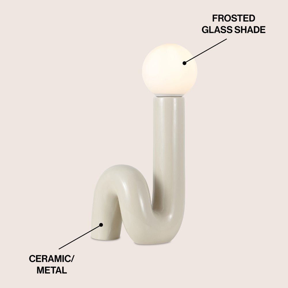 Fern 18" Scandinavian Minimalist Ceramic Spiral Tube LED Table Lamp