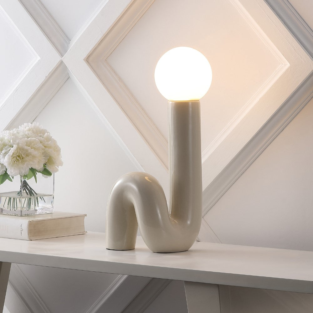 Fern 18" Scandinavian Minimalist Ceramic Spiral Tube LED Table Lamp