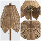 Excord 60.5" Traditional Coastal Rattan Scalloped LED Floor Lamp