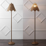 Excord 60.5" Traditional Coastal Rattan Scalloped LED Floor Lamp