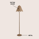 Excord 60.5" Traditional Coastal Rattan Scalloped LED Floor Lamp