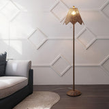 Excord 60.5" Traditional Coastal Rattan Scalloped LED Floor Lamp