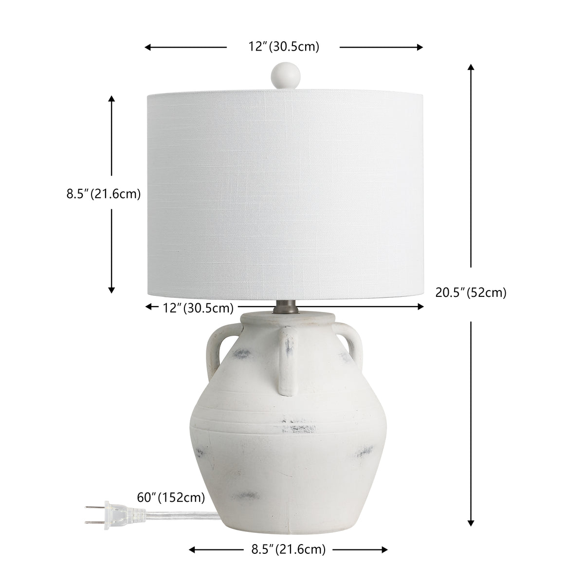 Azur 20.5" Rustic Coastal Pottery Jar LED Table Lamp Set 2