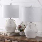 Azur 20.5" Rustic Coastal Pottery Jar LED Table Lamp Set 2