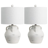 Azur 20.5" Rustic Coastal Pottery Jar LED Table Lamp Set 2