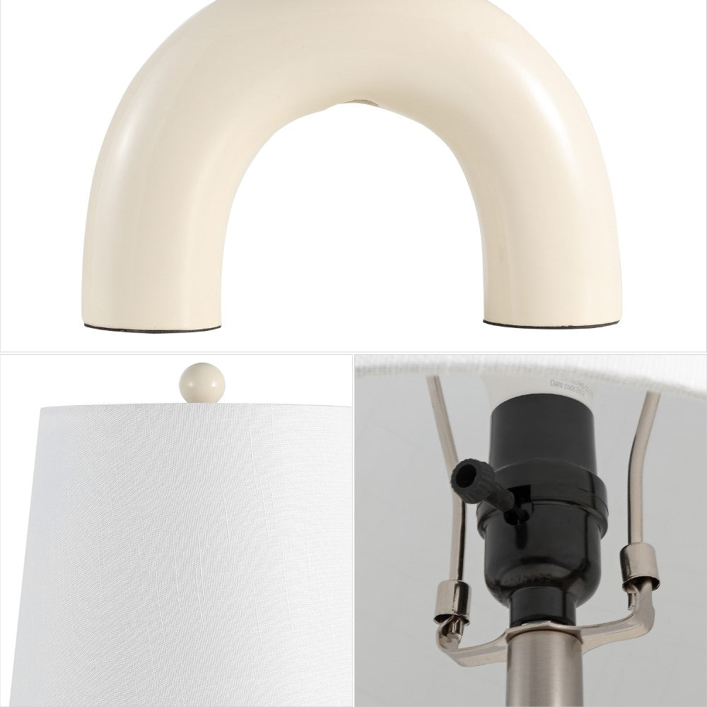Nova 17.75" Scandinavian Minimalist Ceramic Arch LED Table Lamp Set 2