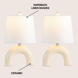 Nova 17.75" Scandinavian Minimalist Ceramic Arch LED Table Lamp Set 2