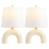 Nova 17.75" Scandinavian Minimalist Ceramic Arch LED Table Lamp Set 2