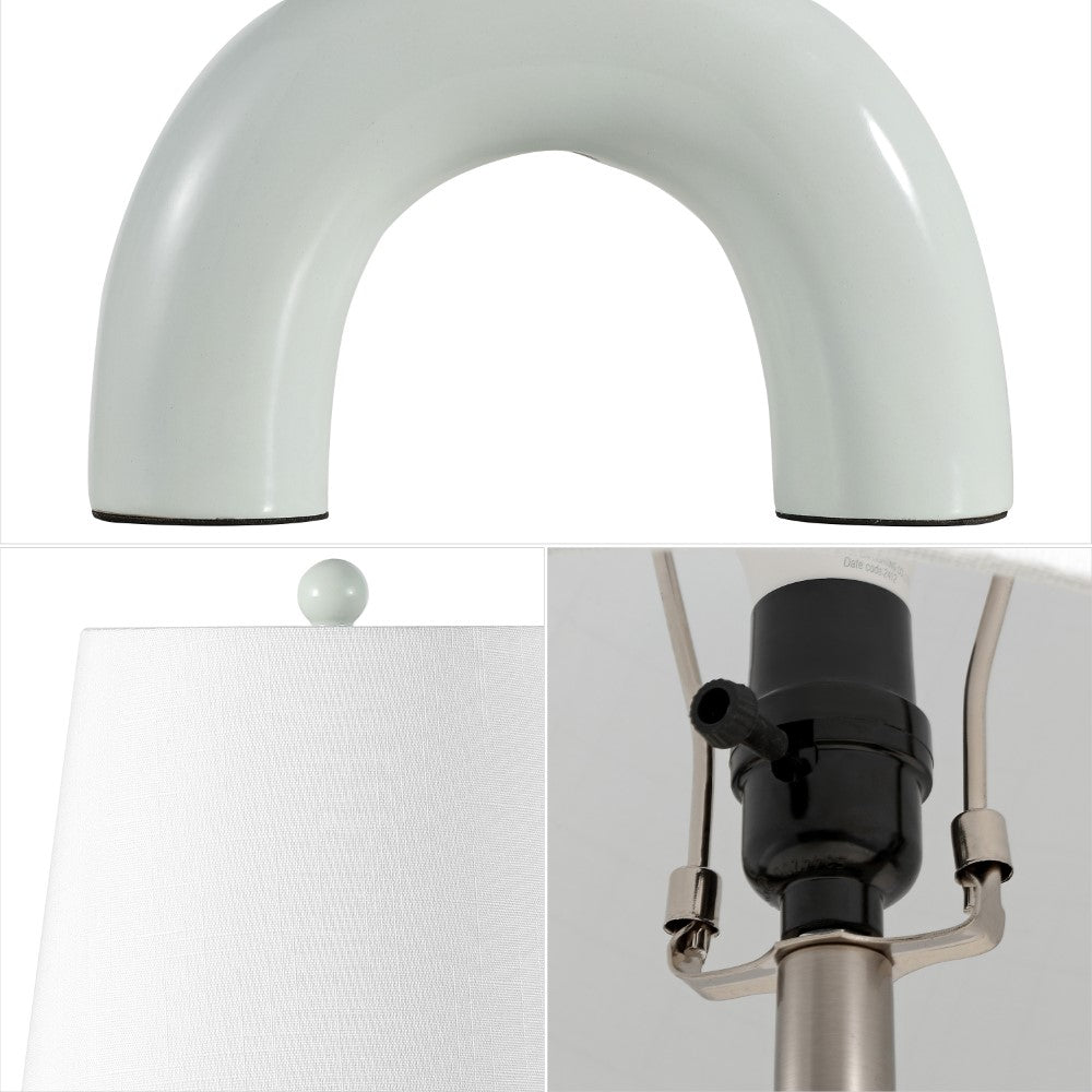 Nova 17.75" Scandinavian Minimalist Ceramic Arch LED Table Lamp Set 2