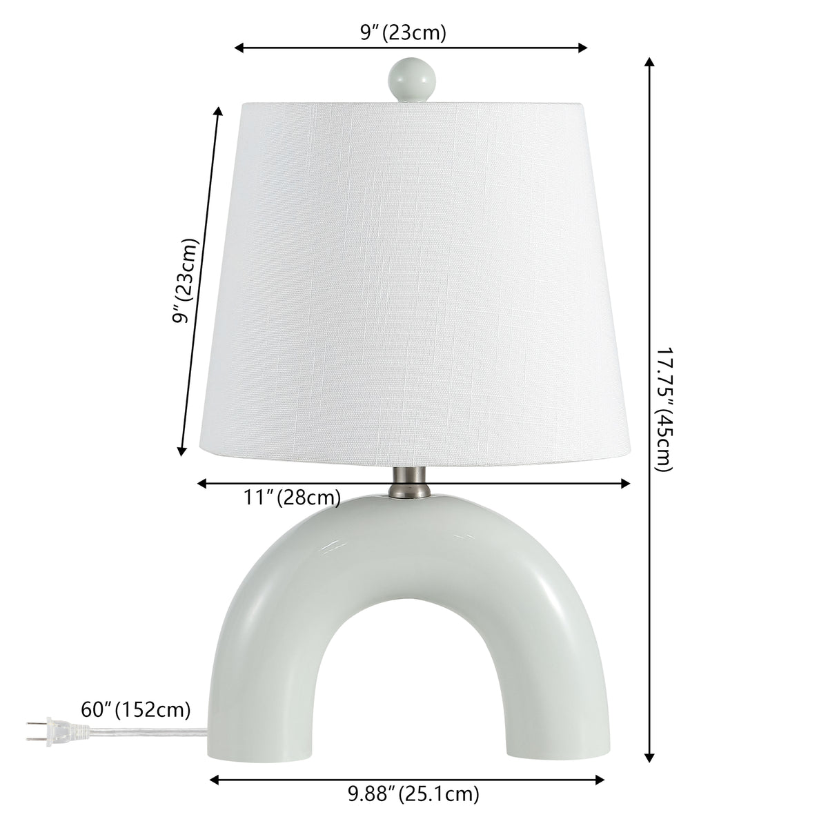 Nova 17.75" Scandinavian Minimalist Ceramic Arch LED Table Lamp Set 2