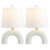 Nova 17.75" Scandinavian Minimalist Ceramic Arch LED Table Lamp Set 2