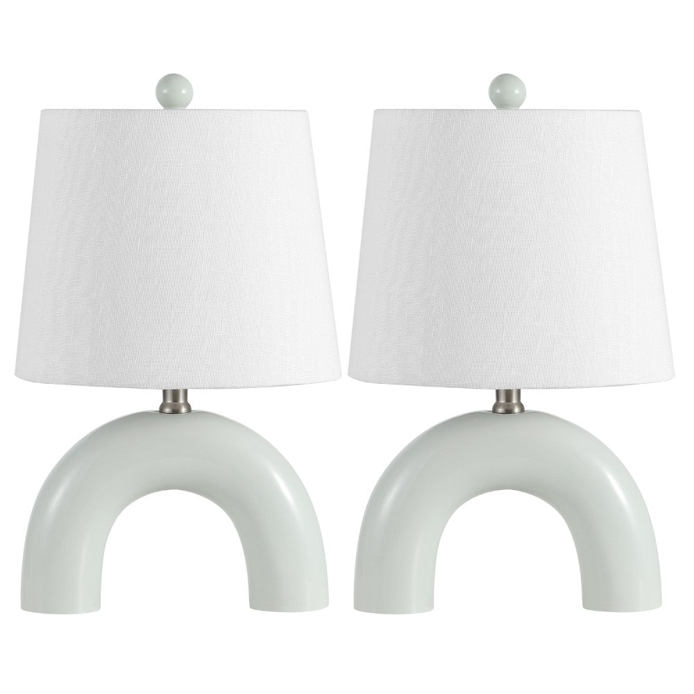 Nova 17.75" Scandinavian Minimalist Ceramic Arch LED Table Lamp Set 2