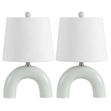 Nova 17.75" Scandinavian Minimalist Ceramic Arch LED Table Lamp Set 2