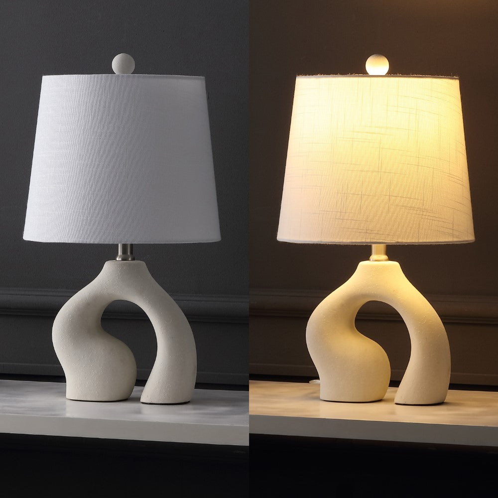 Orion 19" Scandinavian Minimalist Ceramic Arch LED Table Lamp Set 2