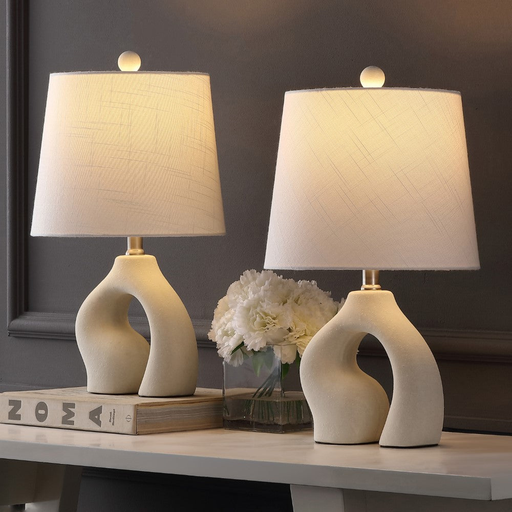 Orion 19" Scandinavian Minimalist Ceramic Arch LED Table Lamp Set 2