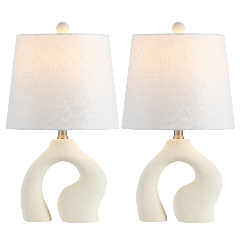 Orion 19" Scandinavian Minimalist Ceramic Arch LED Table Lamp Set 2
