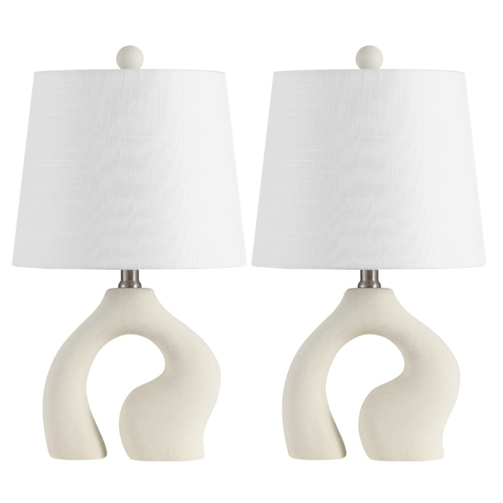 Orion 19" Scandinavian Minimalist Ceramic Arch LED Table Lamp Set 2