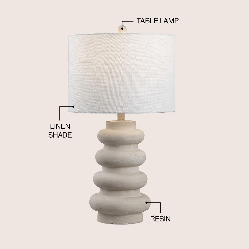 Maple 26" Modern Minimalist Resin Stacked Ovoid LED Lamp