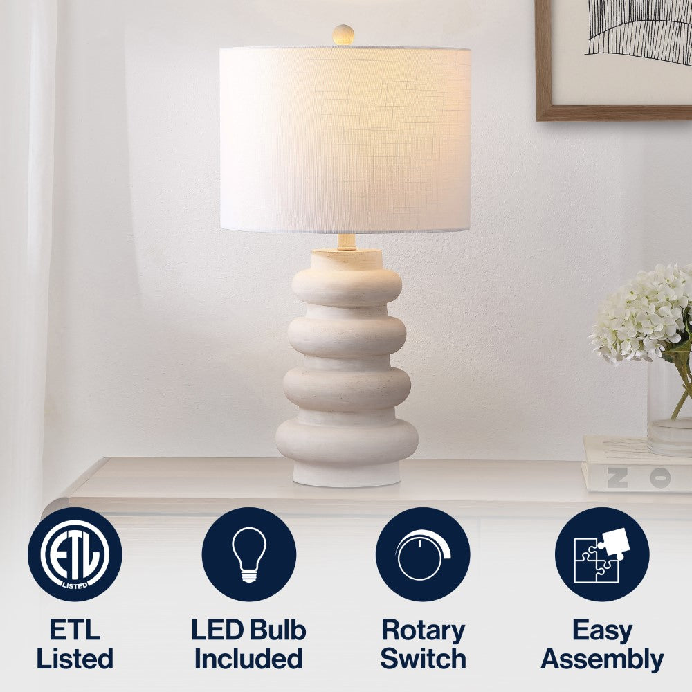 Maple 26" Modern Minimalist Resin Stacked Ovoid LED Lamp