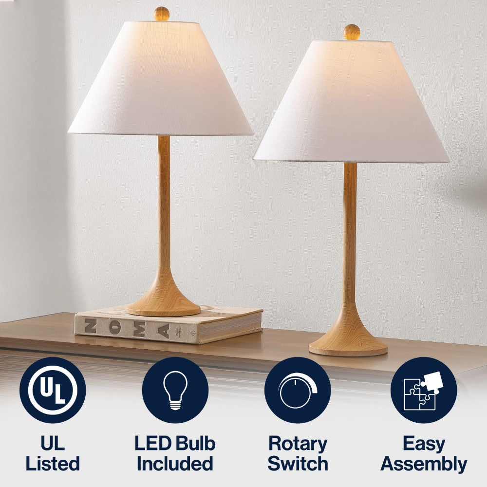 Ocean 25" Modern Coastal Iron Column LED Table Lamp, Set of 2