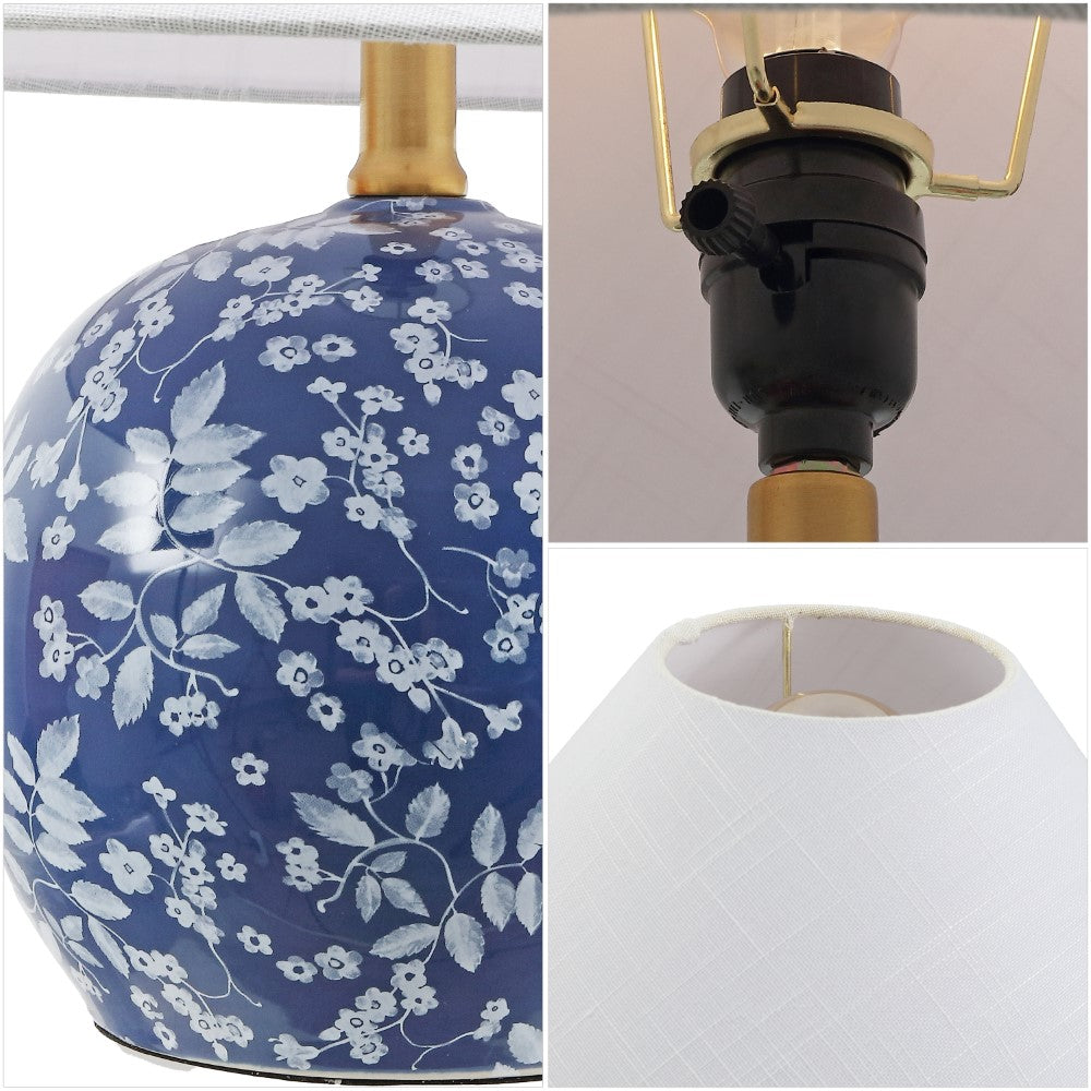 Elixor 17.25" Modern Cottage Floral Ceramic Globe LED Table Lamp
