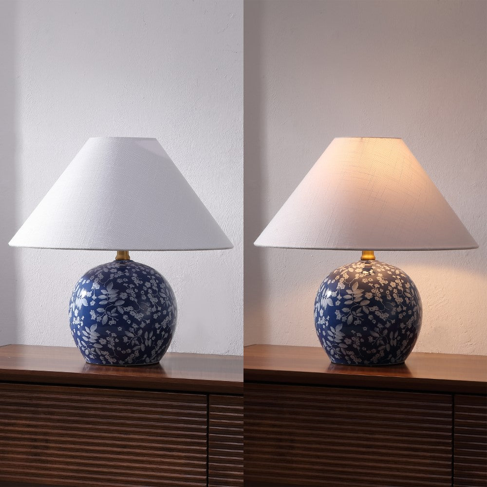Elixor 17.25" Modern Cottage Floral Ceramic Globe LED Table Lamp