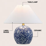 Elixor 17.25" Modern Cottage Floral Ceramic Globe LED Table Lamp