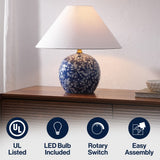 Elixor 17.25" Modern Cottage Floral Ceramic Globe LED Table Lamp