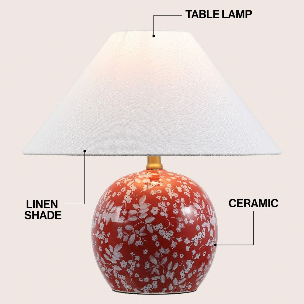 Elixor 17.25" Modern Cottage Floral Ceramic Globe LED Table Lamp