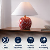 Elixor 17.25" Modern Cottage Floral Ceramic Globe LED Table Lamp