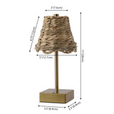 Coastline 11 in. Coastal Bohemian Metal and Water Hyacinth Tapered Cordless Rechargeable Integrated Dimmable LED Table Lamp with Touch Sensor