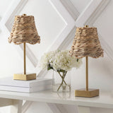 Coastline 11 in. Coastal Bohemian Metal and Water Hyacinth Tapered Cordless Rechargeable Integrated Dimmable LED Table Lamp with Touch Sensor