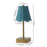 Coastline 11 in. Coastal Bohemian Metal and Water Hyacinth Tapered Cordless Rechargeable Integrated Dimmable LED Table Lamp with Touch Sensor