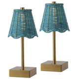 Coastline 11 in. Coastal Bohemian Metal and Water Hyacinth Tapered Cordless Rechargeable Integrated Dimmable LED Table Lamp with Touch Sensor