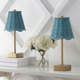 Coastline 11 in. Coastal Bohemian Metal and Water Hyacinth Tapered Cordless Rechargeable Integrated Dimmable LED Table Lamp with Touch Sensor