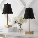 Coastline 11 in. Coastal Bohemian Metal and Water Hyacinth Tapered Cordless Rechargeable Integrated Dimmable LED Table Lamp with Touch Sensor