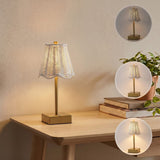 Coastline 11 in. Coastal Bohemian Metal and Water Hyacinth Tapered Cordless Rechargeable Integrated Dimmable LED Table Lamp with Touch Sensor