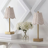Coastline 11 in. Coastal Bohemian Metal and Water Hyacinth Tapered Cordless Rechargeable Integrated Dimmable LED Table Lamp with Touch Sensor