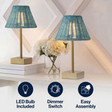 Drift 11.3 in. Coastal Bohemian Metal and Rattan Tapered Cordless Rechargeable Integrated Dimmable LED Table Lamp with Touch Sensor